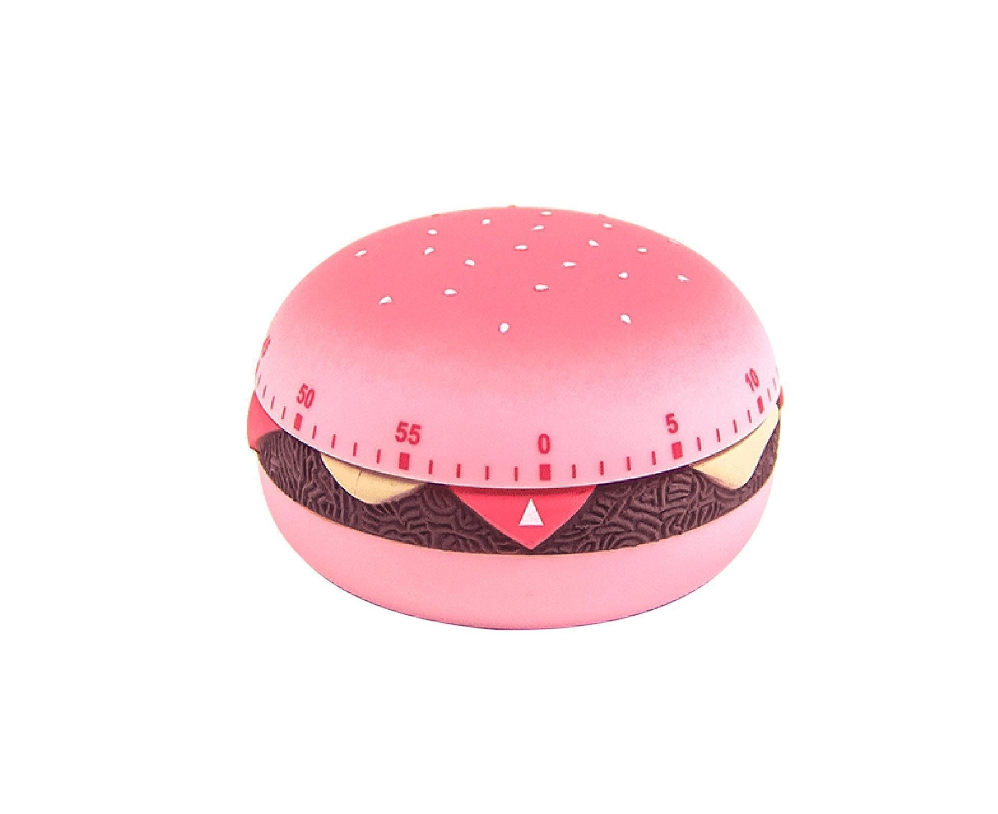 Cooking Alarm 60-Minute Crack Resistant ABS Hamburger Shaped Counter Timer Kitchen Accessories-Pink