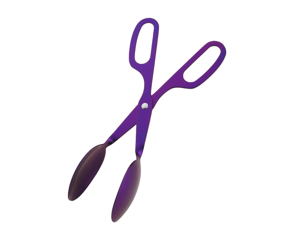 Food Tongs Scissors Shaped Salad Scissor Tongs-BBQ-Purple