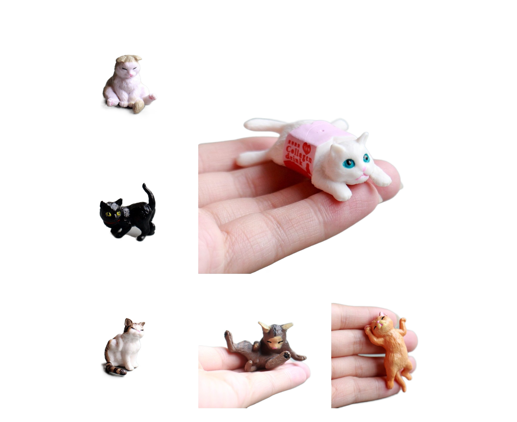 10Pcs Cat Figurine Personalized No Odor Plastic Car Center Console Cat Statue for Desktop-Multicolor