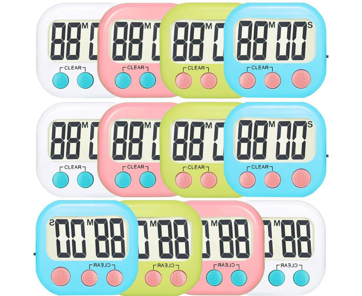 12 Pack Digital Kitchen Timer Strong grip Electronic Countdown Timer Small Loud Alarm