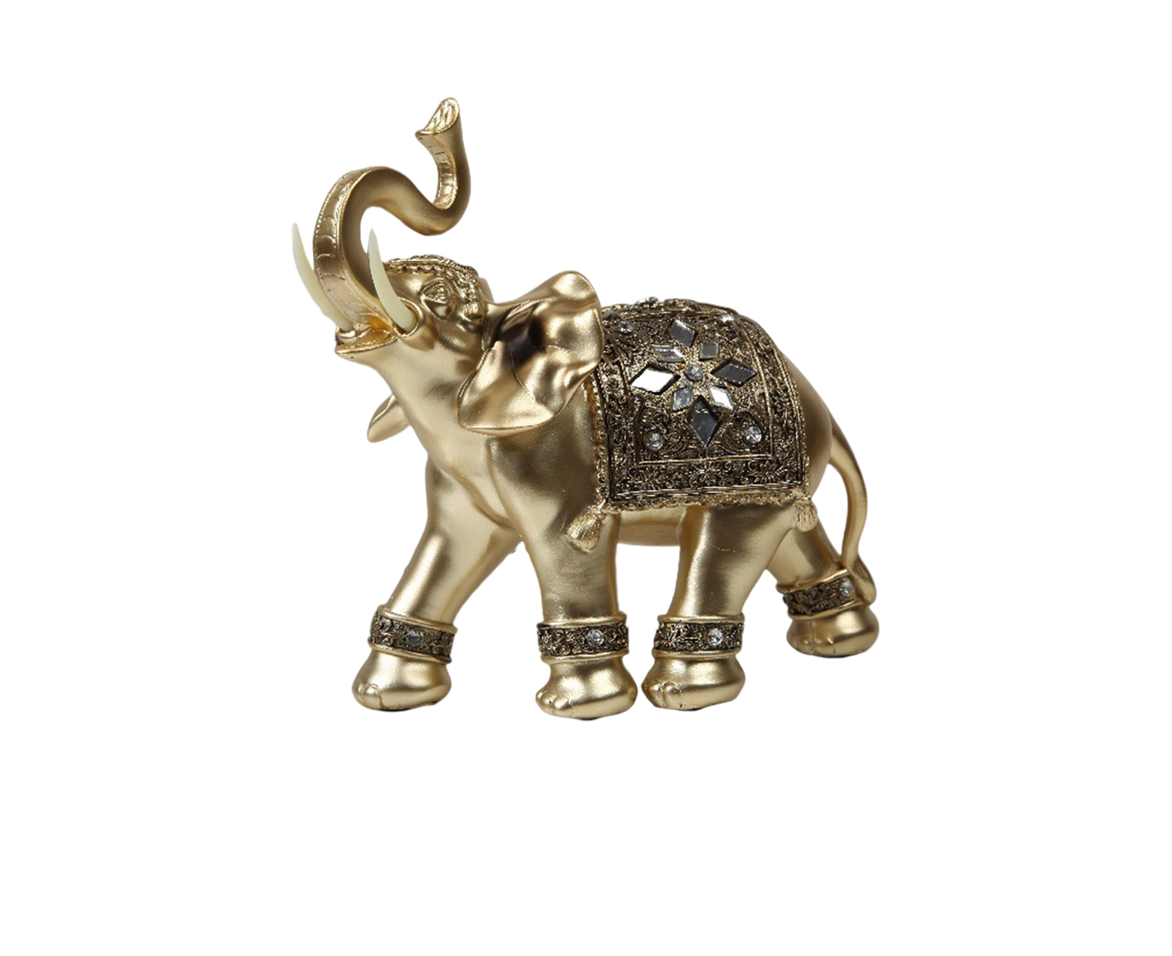 Eye-catching Elephant Figurine Fine Symbol Resin Elegant Elephant Trunk Sculpture for Home-Golden S