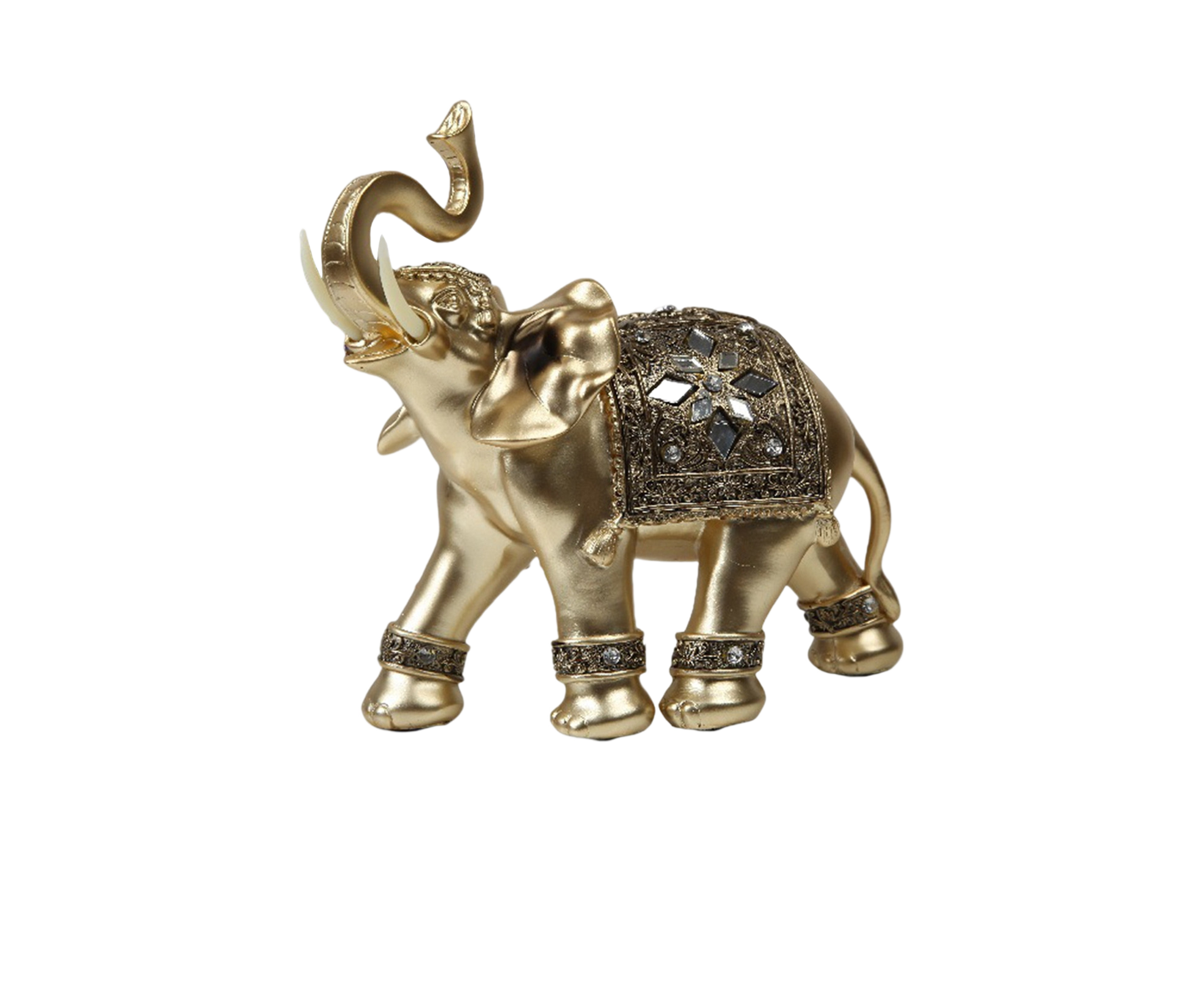Eye-catching Elephant Figurine Fine Symbol Resin Elegant Elephant Trunk Sculpture for Home-Golden S