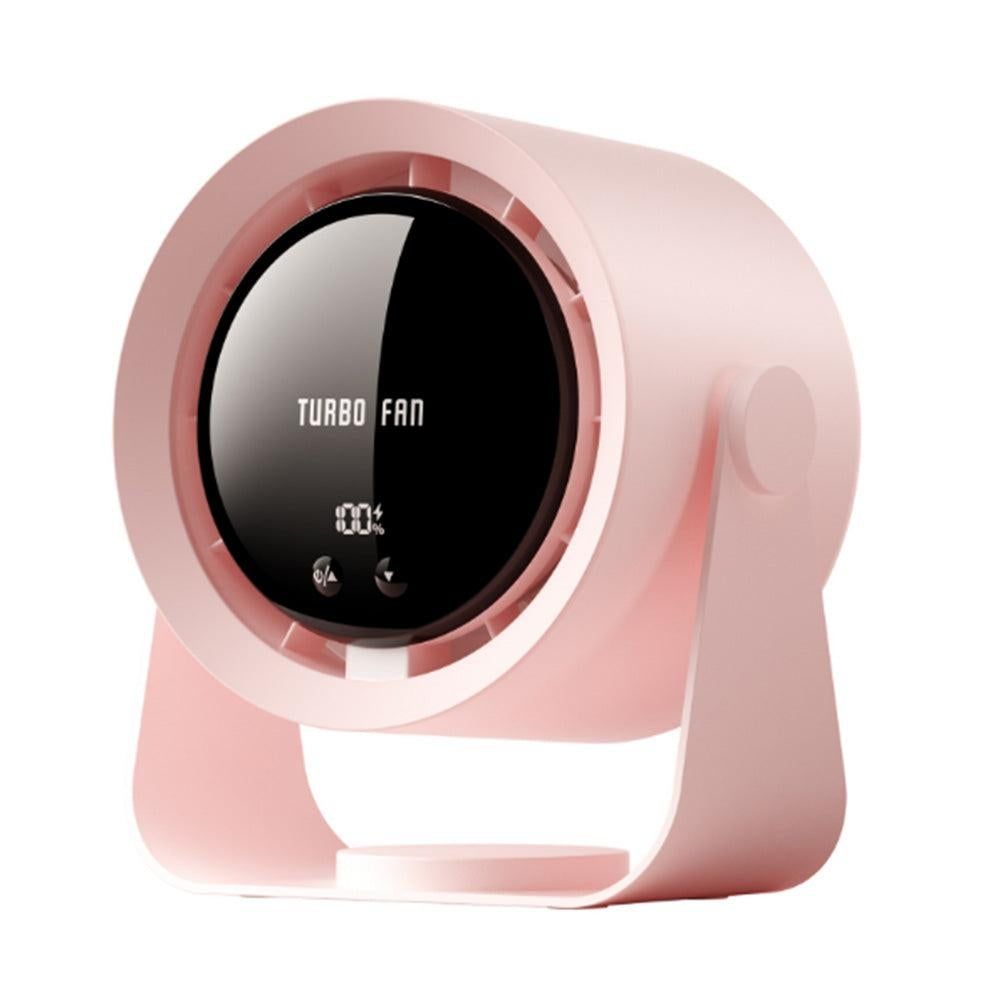 Digital Display Desk Fan Air Circulator Quiet Fan 100 Speeds Adjustable Table Fan for Camping Office Dorm Pink