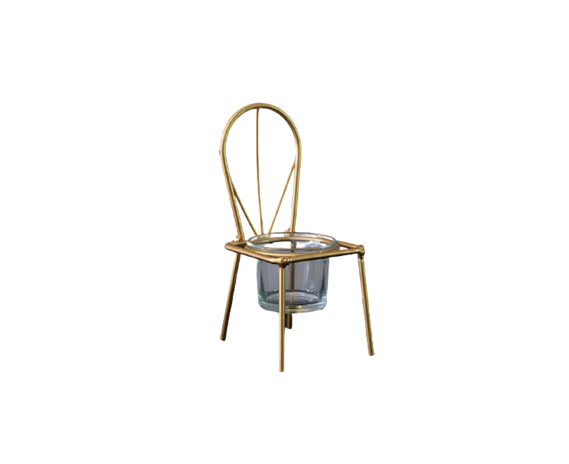 Tabletop Iron Chair Candlestick Potted Ornament Desktop Decoration Candle Holder- B