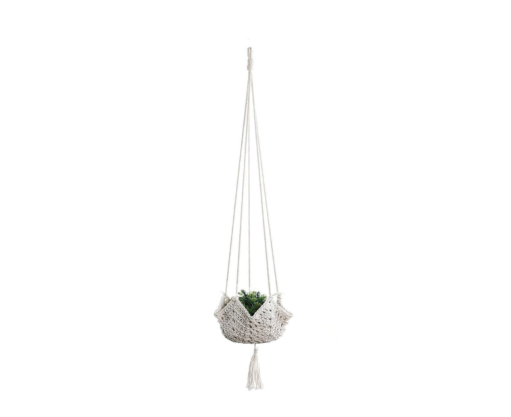 Handmade Woven Cotton Rope Hanger-Beige