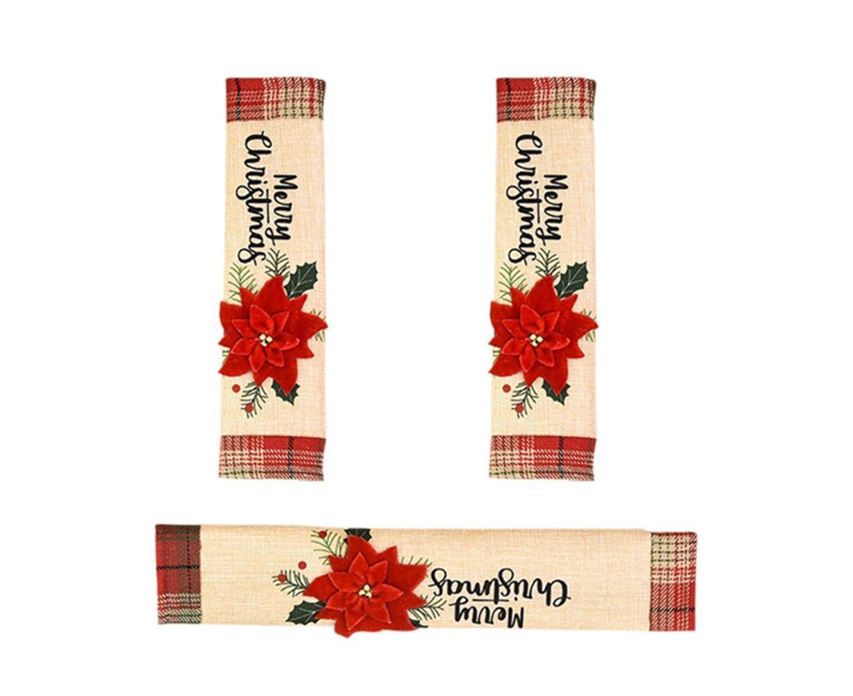 3Pcs Christmas Refrigerator Microwave Oven Door Handle Cover Sleeve Decoration