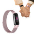 19.5cm Replacement Watch Band Adjustable Stainless Steel Watch Strap Compatible with Fitbit Inspire 3 Watch Pink