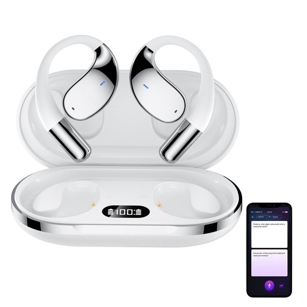 115-Language Wireless AI Translator Headphone Bluetooth Earbuds with Charging Case White