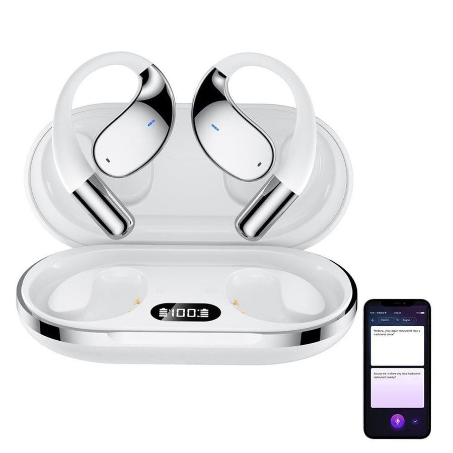 115-Language Wireless AI Translator Headphone Bluetooth Earbuds with Charging Case White