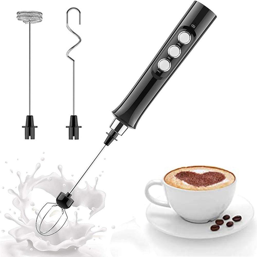 Handheld Electric Milk Frother - USB Rechargeable - Black