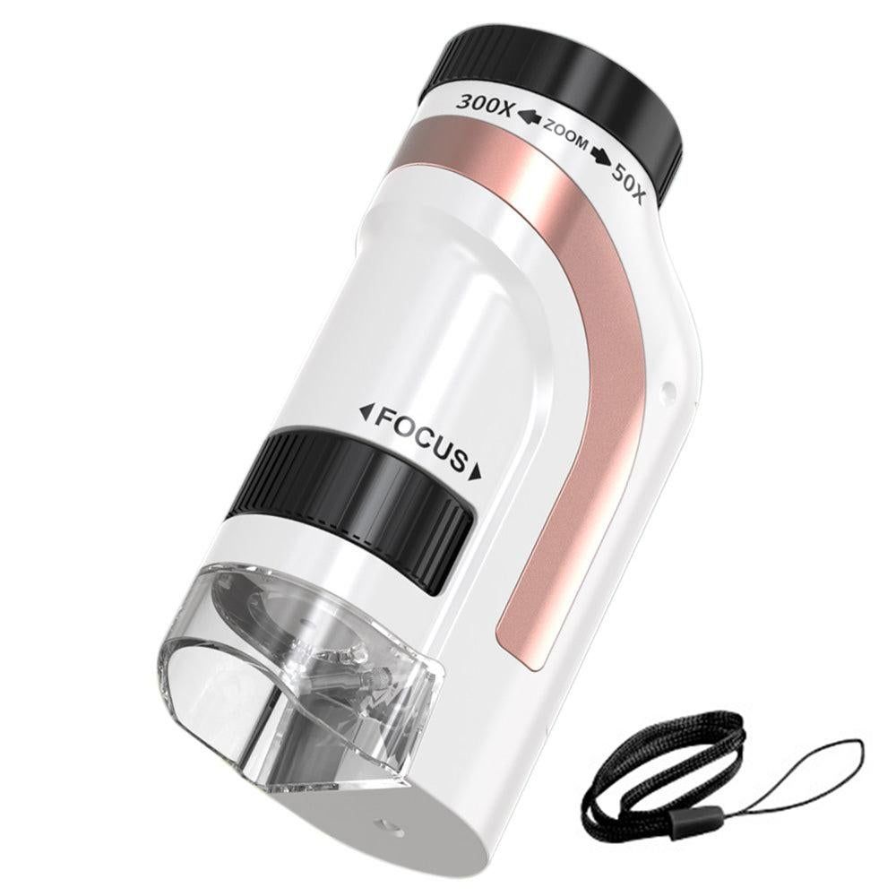 50X-300X Handheld Microscope with LED Lights Portable Pocket Zoom Pink