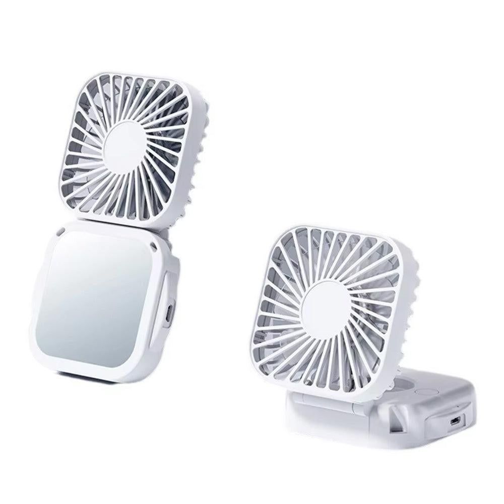 Mini Foldable Neck Hanging Fan Portable USB Rechargeable Personal Cooler White
