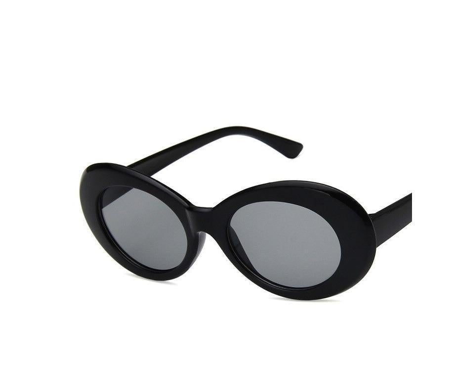 Goggle Kurt Cobain Glasses Oval Sunglasses Ladies Glasses Vintage Retro Sun Glasses Women's UV400Drop Ship - Black Gray