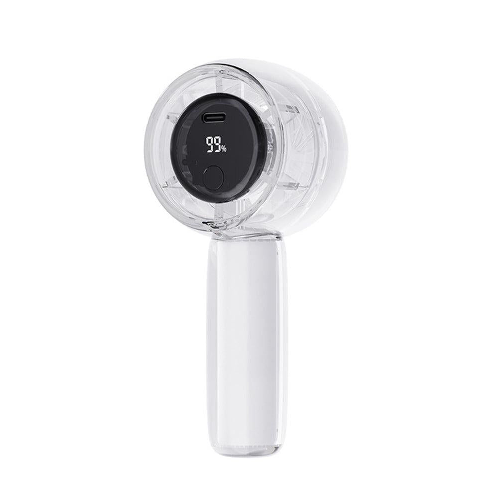 Mini Transparent Handheld Fan with LED Color Display and Rechargeable Battery White
