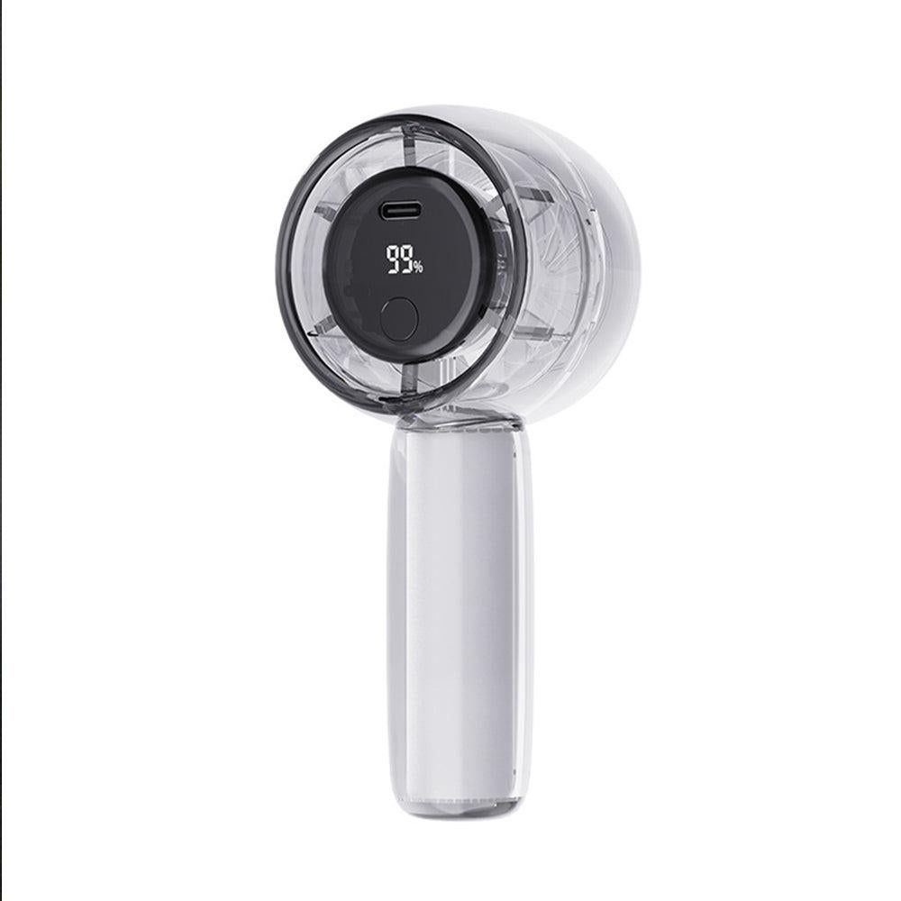 Mini Transparent Handheld Fan with LED Color Display and Rechargeable Battery Gray