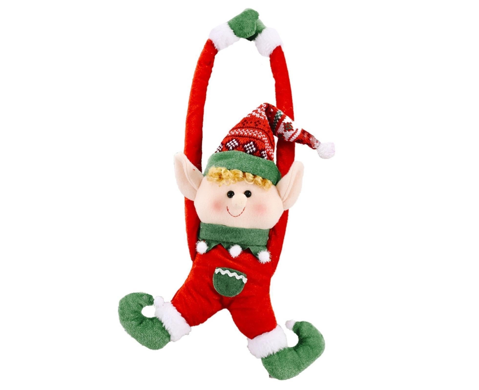 Cartoon Curtain Buckle Door Handle Pendant Holiday Decor Christmas Ornament Gift-Red