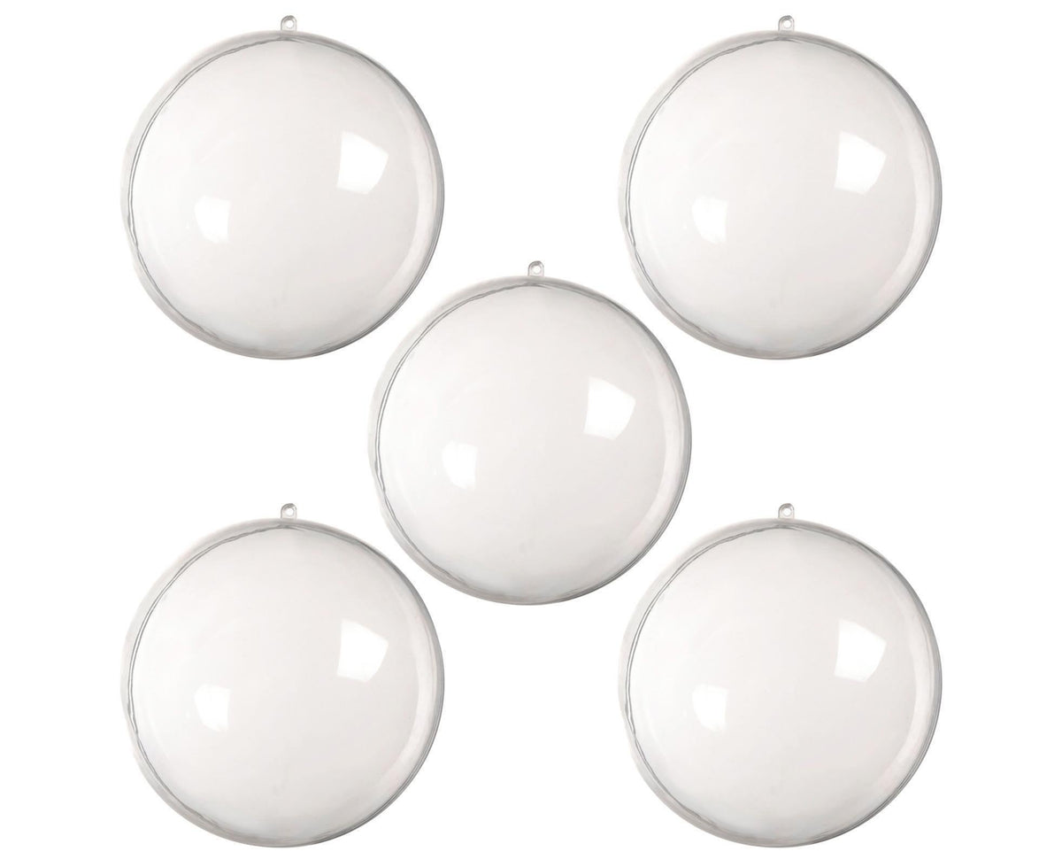 5Pcs Xmas Ball Transparent Fillable Shatterproof-9cm