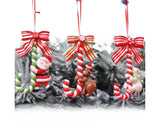 3Pcs Xmas Tree Pendant Candy Cane Crafts Soft Clay