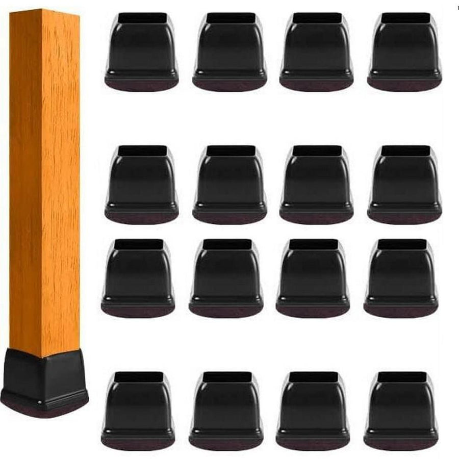 16pcs Silicone Chair Leg Floor Protectors Furniture Leg Feet Cup for Hardwood Floors with Wrapped Felt -Square brown