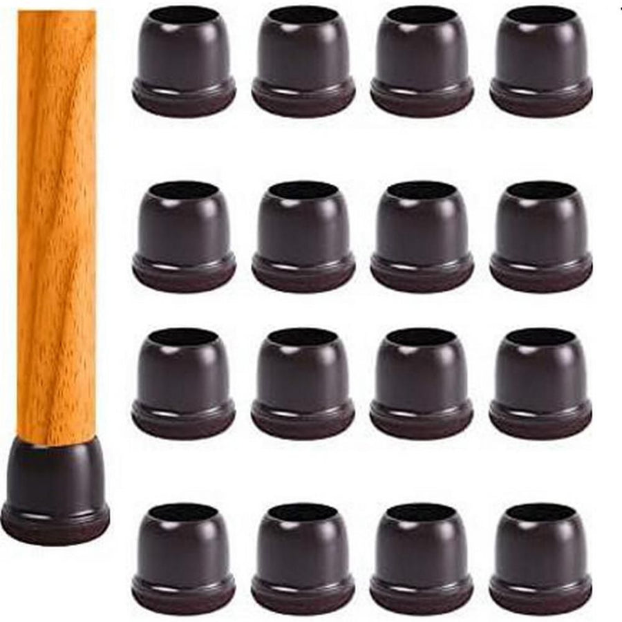 16pcs Silicone Chair Leg Floor Protectors Furniture Leg Feet Cup for Hardwood Floors with Wrapped Felt -Round brown
