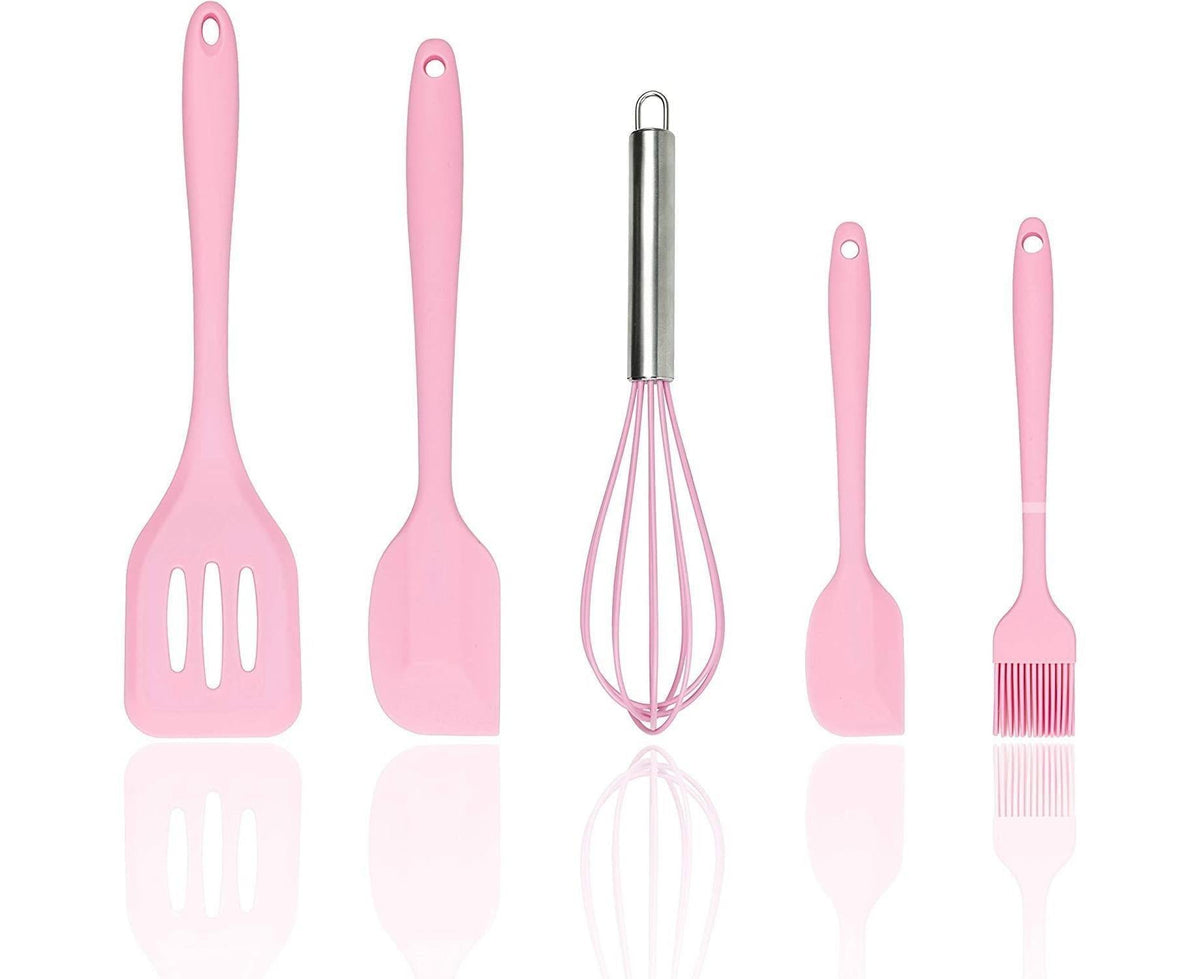 Silicone Baking Utensils Set - Heat-Resistant - Pink