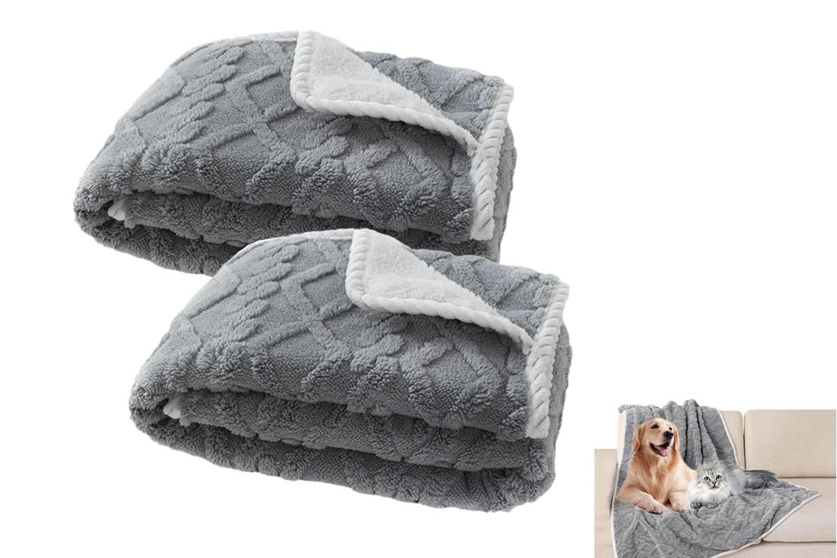 2pcs Pet Blanket for Couch Protection Water Resistance Cats Dogs Blanket for Furniture Protector-Grey S