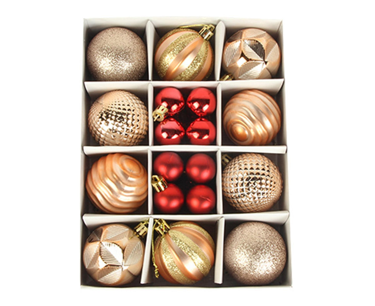 Xmas Tree Pendant Ball Gift Box-Antique Gold+Red