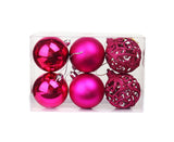 6Pcs Xmas Pendant Electroplating Balls-Rose Red 8cm