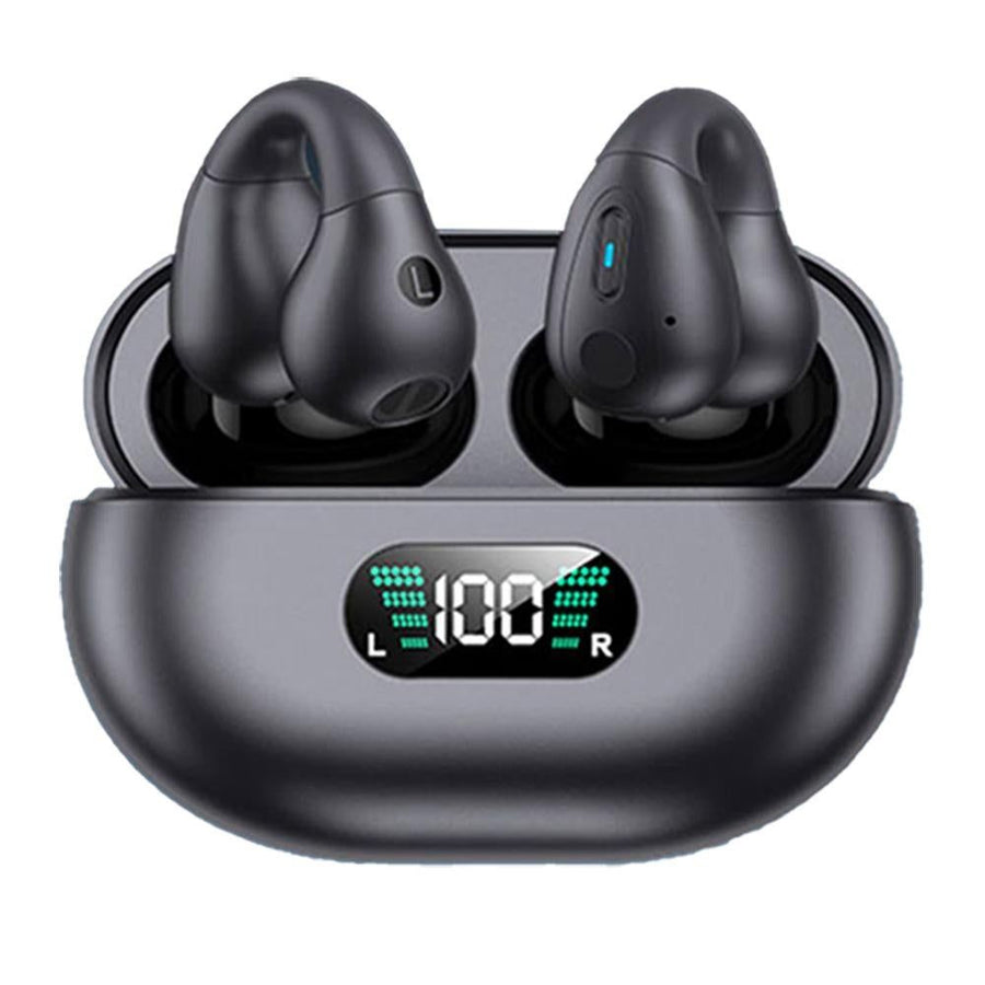 Bone Conduction Headphones Ear Clip On Bone Conduction Wireless Bluetooth 5.3 Earphones Sport Headphones -Black