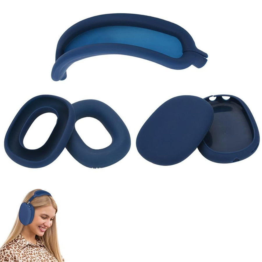 Silicone Case Cover for AirPods Max Headphones Clear Soft Ear Pad Protective Sleeves -Dark Blue