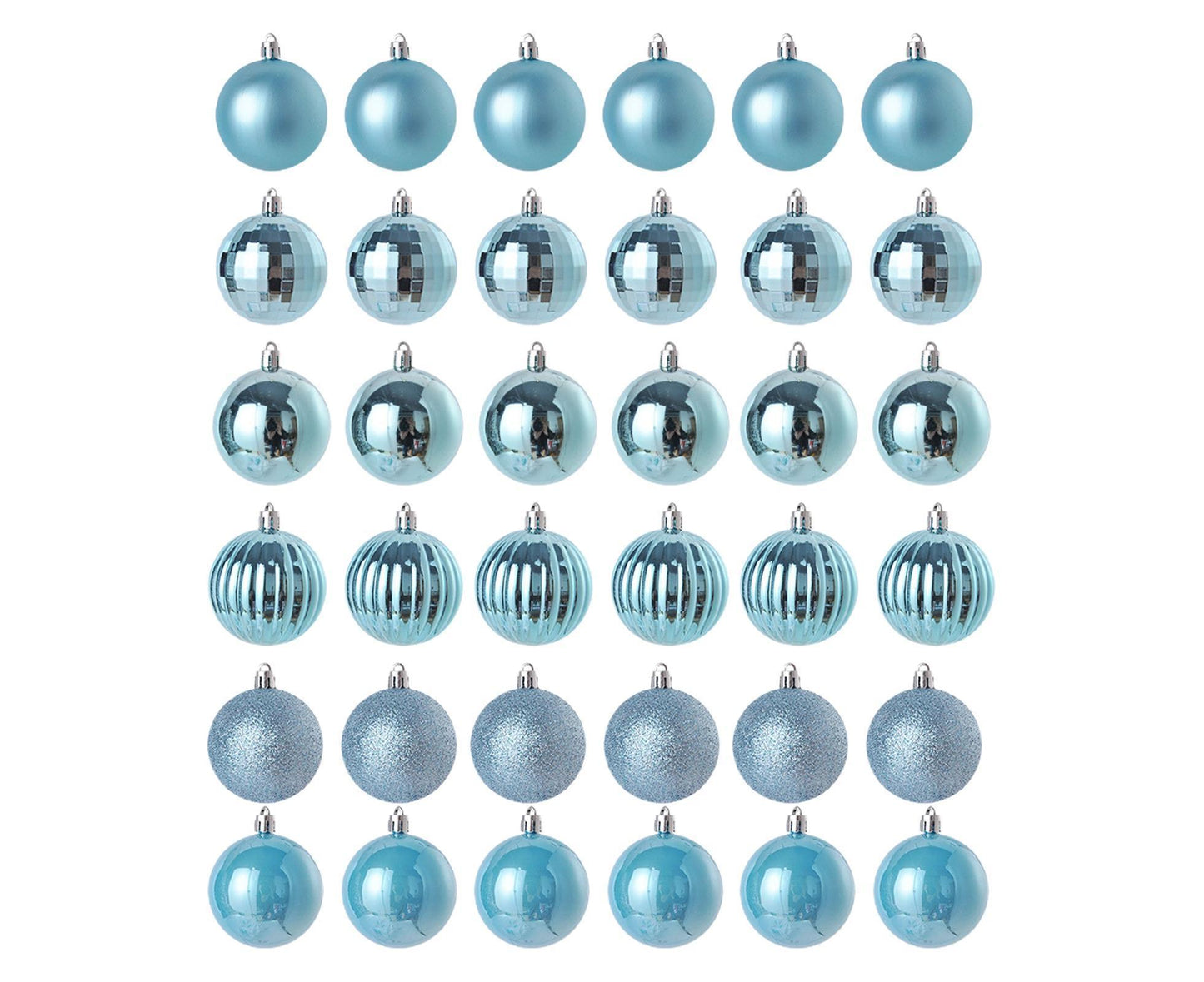36Pcs Xmas Ball Electroplating Ornaments-Lake Blue