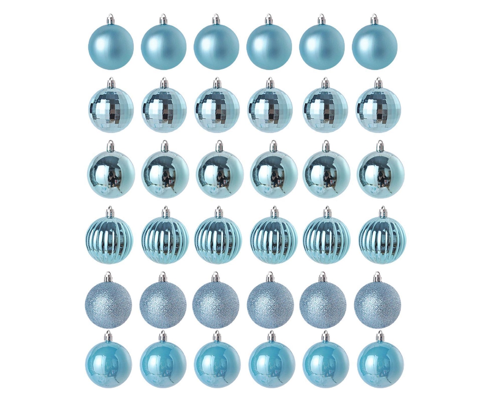 36Pcs Xmas Ball Electroplating Ornaments-Lake Blue