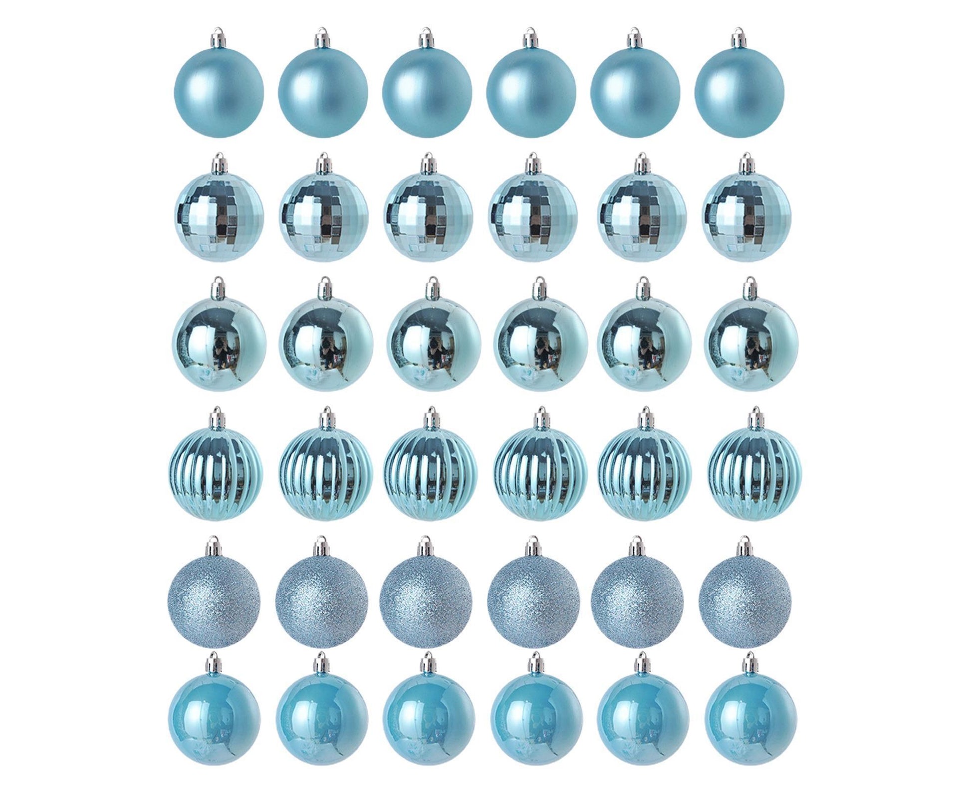 36Pcs Xmas Ball Electroplating Ornaments-Lake Blue
