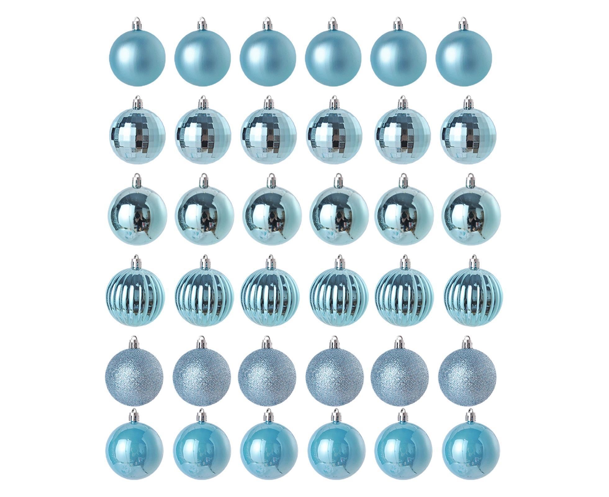 36Pcs Xmas Ball Electroplating Ornaments-Lake Blue