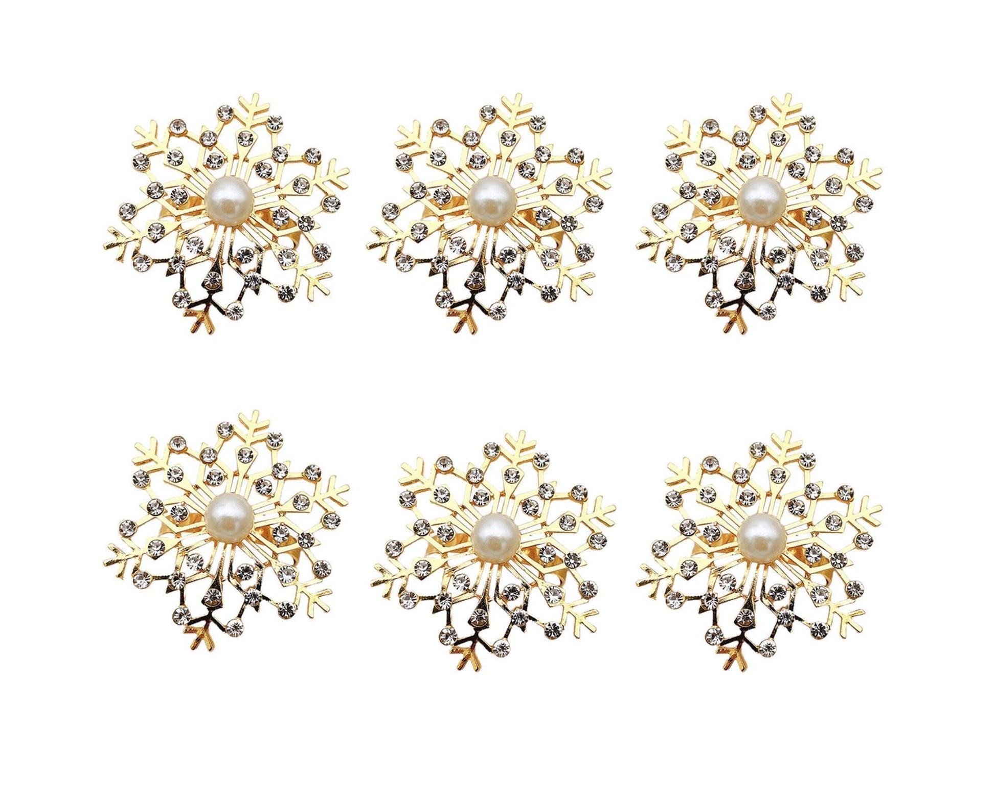 6Pcs Snowflake Napkin Ring Creative Clip-Golden