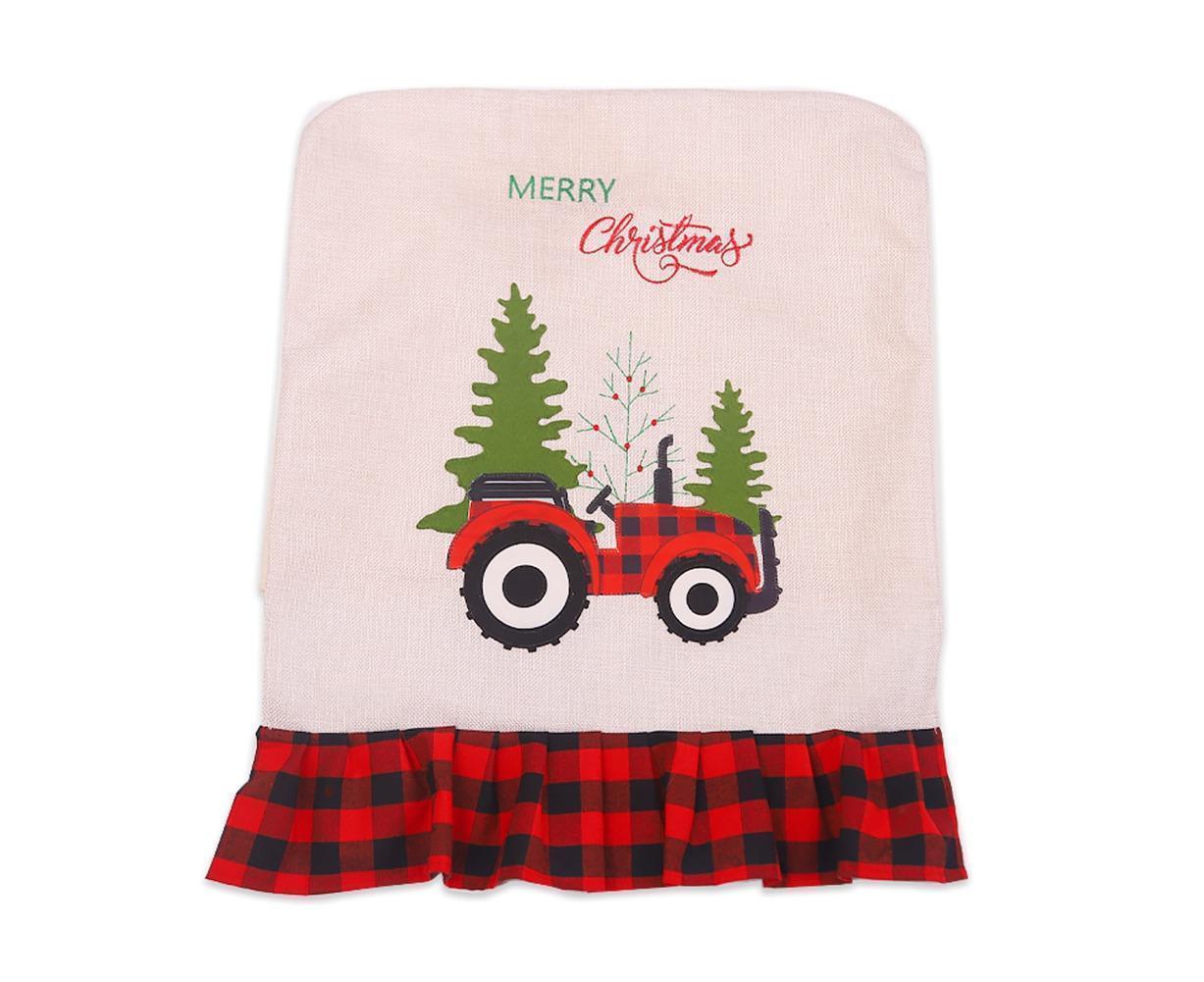 Merry Christmas Tree Car Dinner Chair Seat Cover Holiday Party Xmas Decoration-Red Black