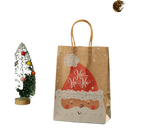 12Pcs Eye-catching Christmas Gift Bags Folding Cartoon Kraft Paper Printed Gift Pouch for Holiday-S