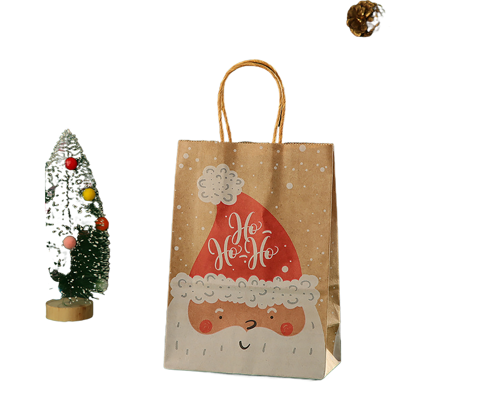12Pcs Eye-catching Christmas Gift Bags Folding Cartoon Kraft Paper Printed Gift Pouch for Holiday-S