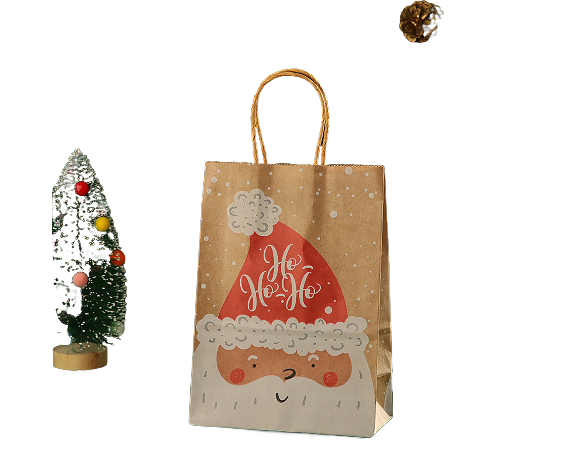 12Pcs Eye-catching Christmas Gift Bags Folding Cartoon Kraft Paper Printed Gift Pouch for Holiday-S