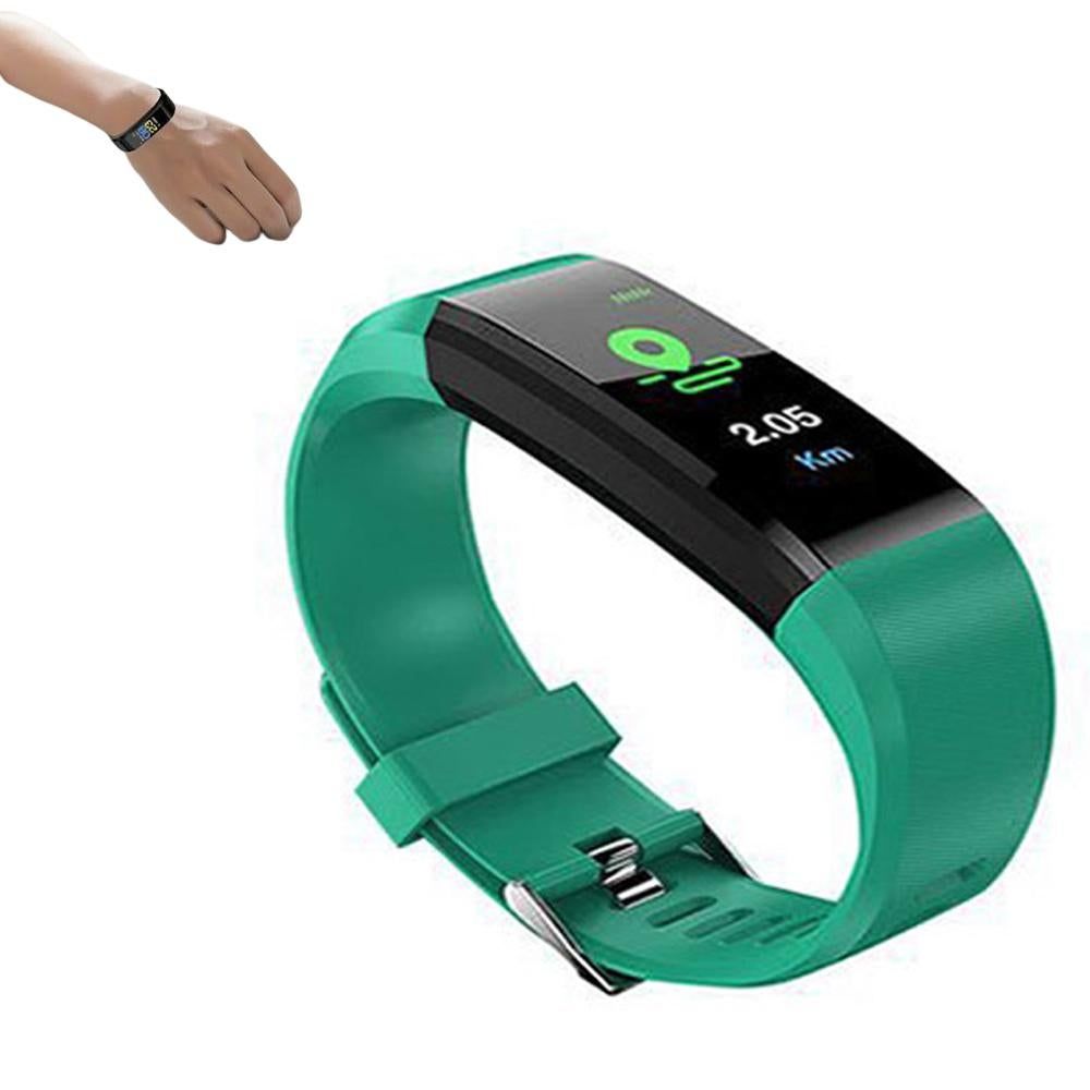 Bluetooth Smart Fitness Tracker Band Heart Rate Monitor Armband-Green
