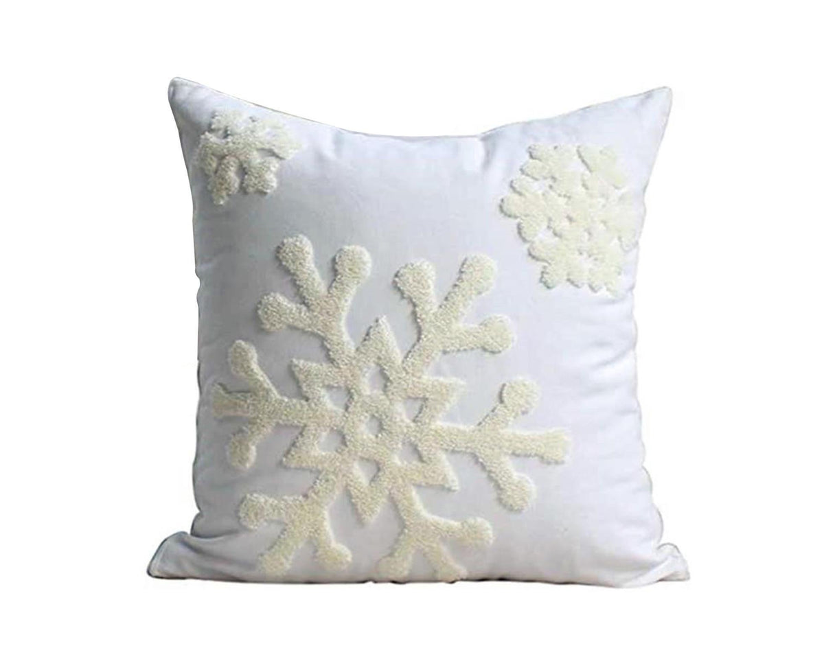 Pillowcase Invisible Zipper Snowflake-Beige
