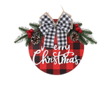 Welcome Sign Bow-knot Plaid Wooden Sign-Red