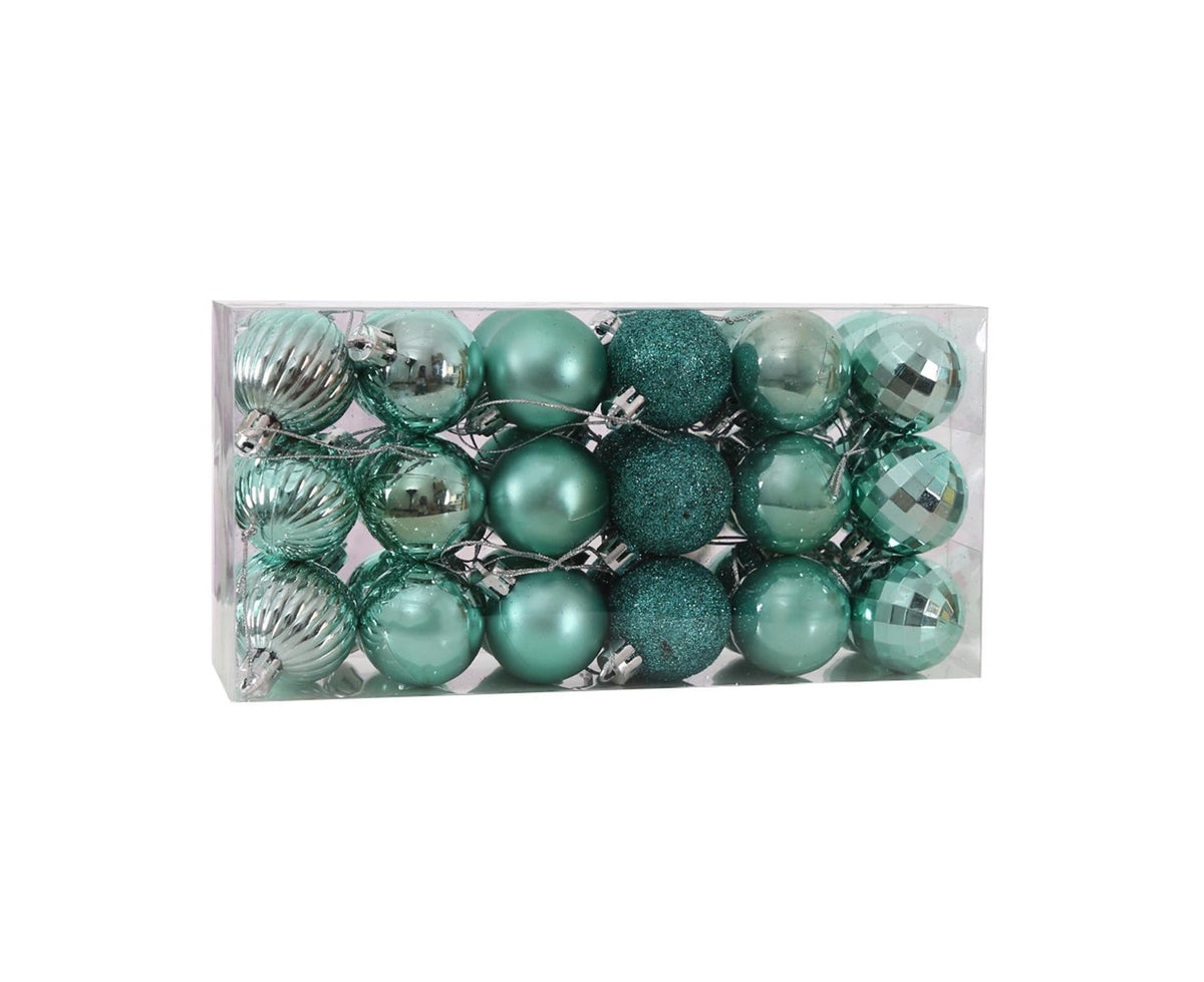 36Pcs Xmas Glitter Ball Decor-Light Green