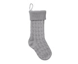 Christmas Sock Twist Pattern Knitted Large Capacity Hanging Stocking for Festival Party-Silver Gray