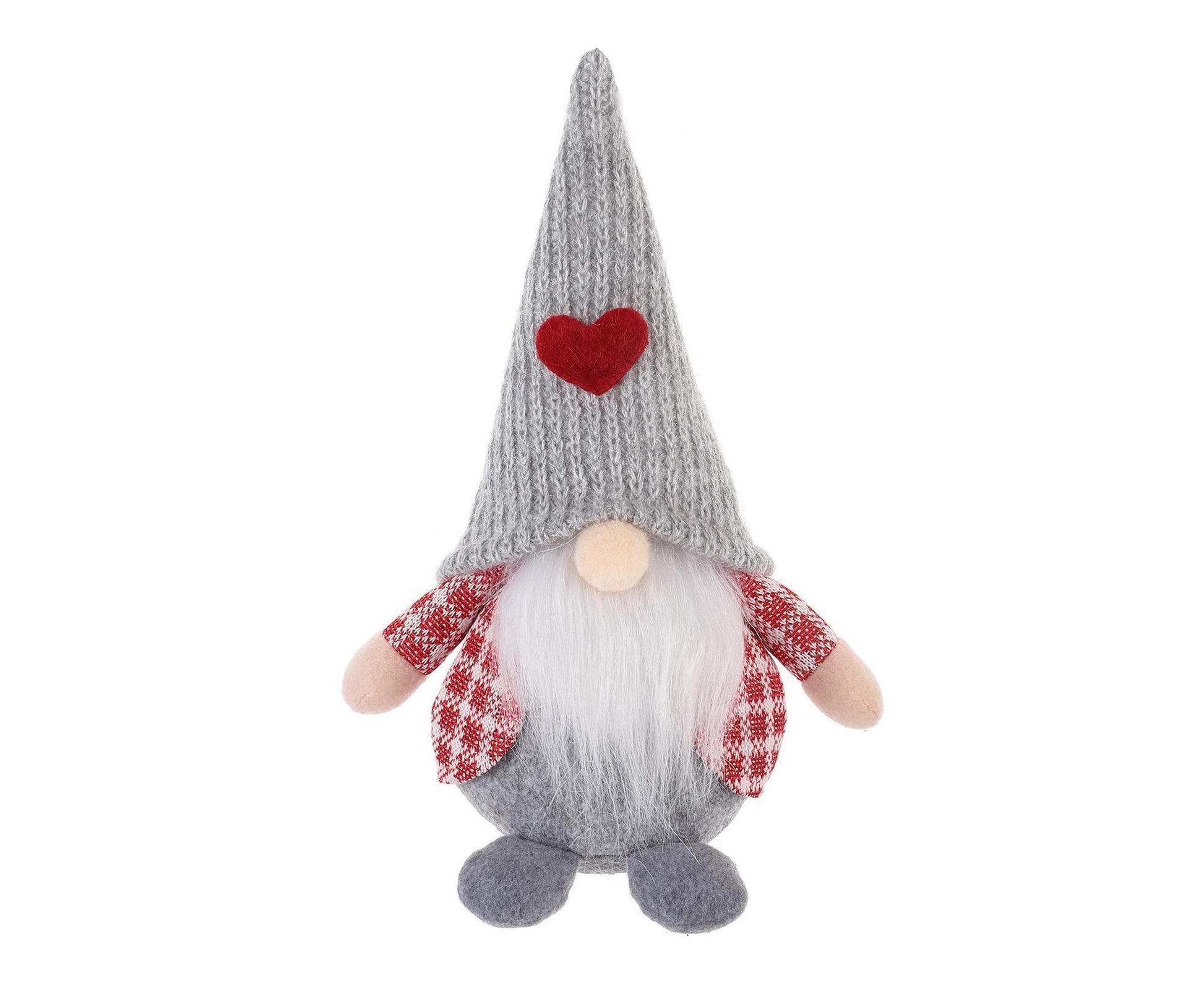 Xmas Faceless Doll Plaid Long Hat-Grey