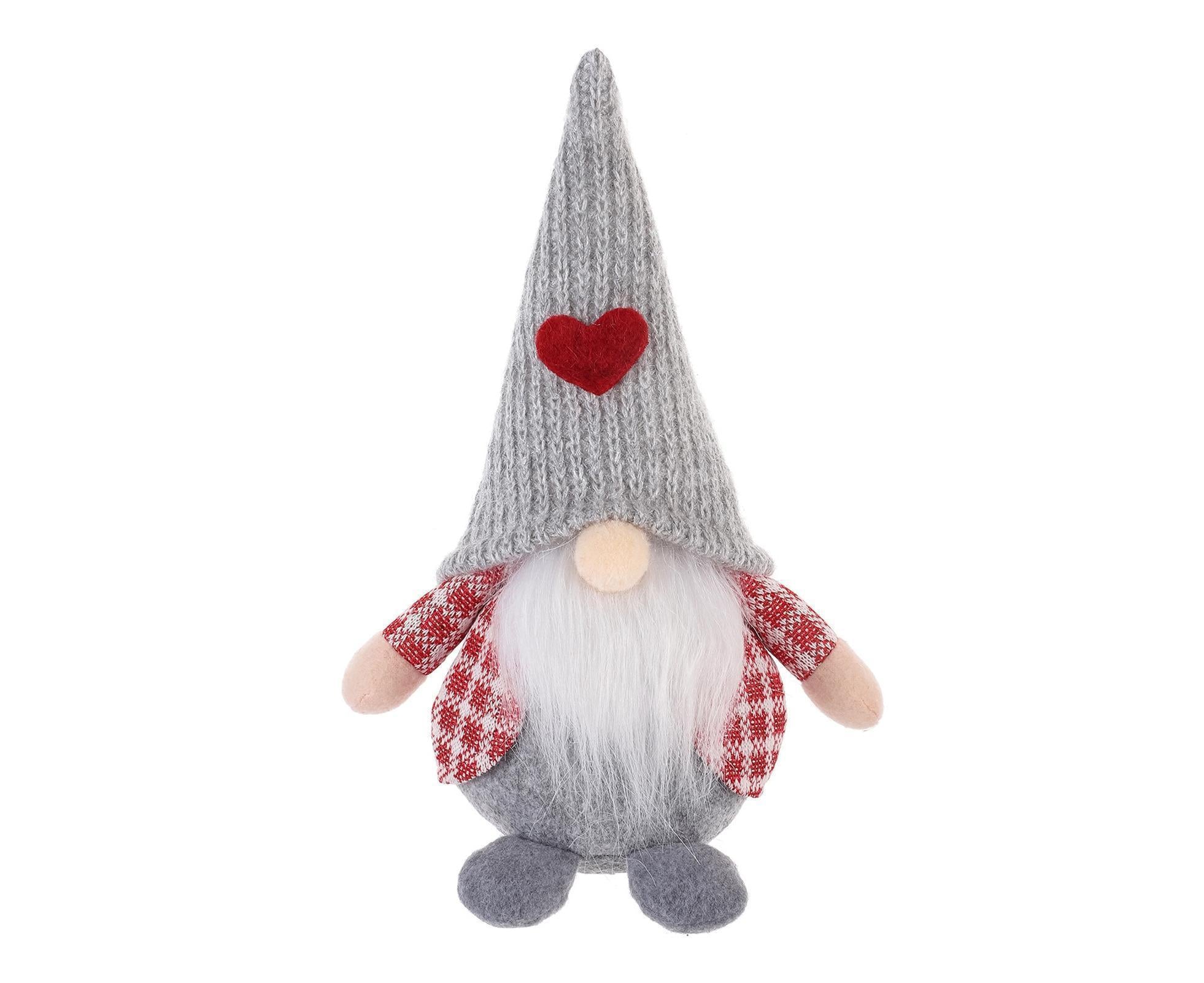 Xmas Faceless Doll Plaid Long Hat-Grey