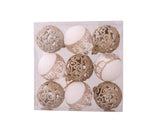 9Pcs Glitter Xmas Balls Pendant-Champaign Gold