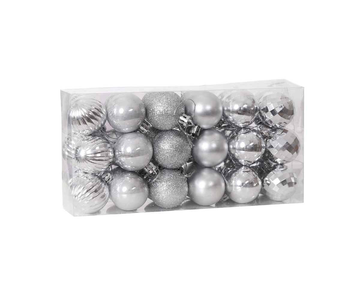 36Pcs Xmas Glitter Ball Decor-Silver