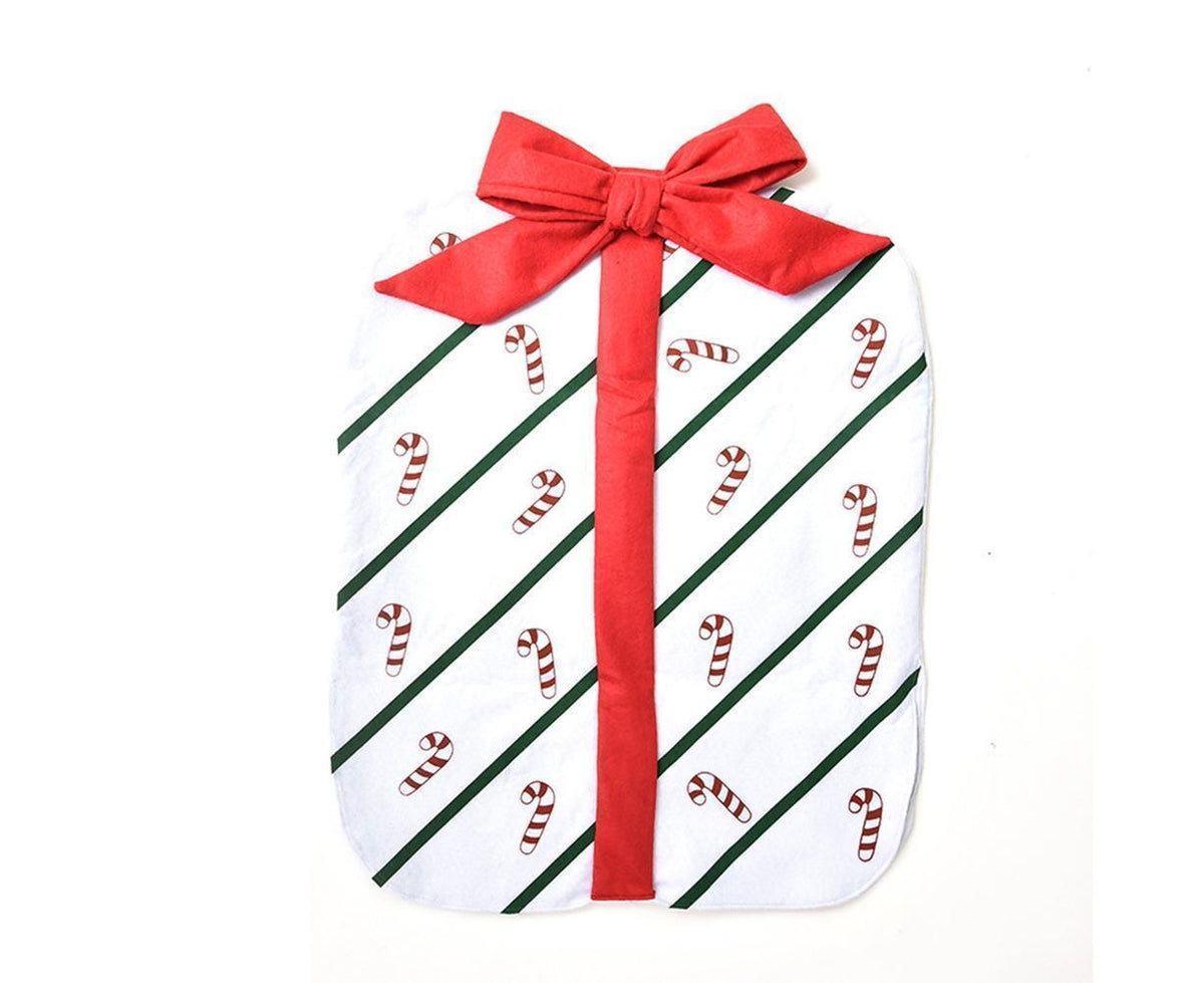 Gift Package Shape Chair Protective Cover Christmas Home Restaurant Decoration-White