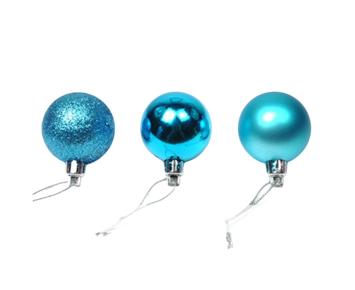 24Pcs Christmas Tree Balls Festival Home Party Mall Xmas Hanging Decor Ornament-Lake Blue 4cm